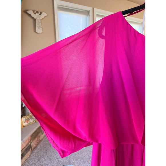 Jessica Howard Woman 24W Pink 40 Day Cocktail Dress Sheer Overlay Ruched - Picture 4 of 12